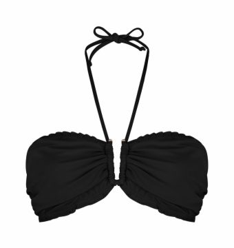 Bikini Bandeau halter con aros y copa E negro - Vista frontal completa - Ana Faura