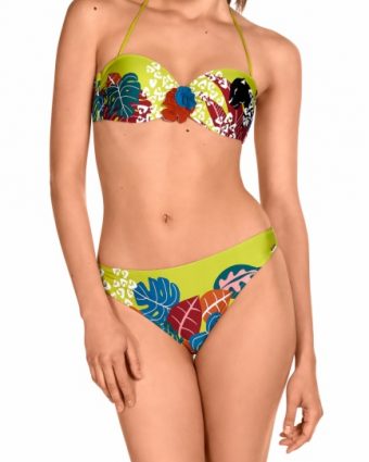 Bikini Bandeau Tropical Wild con Copas Preformadas y Sujeción al Cuello - Vista frontal completa - Ana Faura