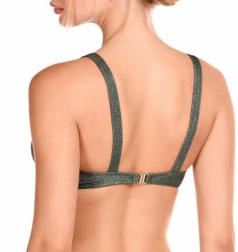 Bikini Deportivo Escote Regulable Lurex Oliva - Detalle del diseño - Ana Faura