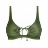 Bikini Deportivo Escote Regulable Lurex Oliva - Vista frontal completa - Ana Faura