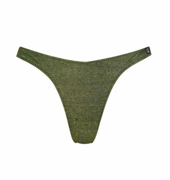 Bikini estilo gaviota verde militar efecto lurex - Vista frontal completa - Ana Faura