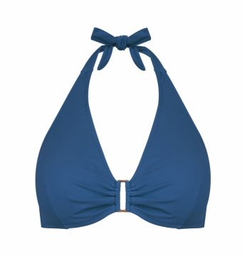 Bikini Halter con Aros Copa C Azul Intenso - Vista frontal completa - Ana Faura