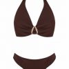 Bikini Halter Copa C Fruncido Dorado - Fotografía de catálogo sin modelo - Ana Faura