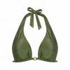 Bikini Halter con Lúrex Kaki y Hebilla Dorada - Vista frontal completa - Ana Faura