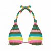 Sujetador de Bikini Halter Rayas Multicolor con Lúrex - Vista frontal completa - Ana Faura