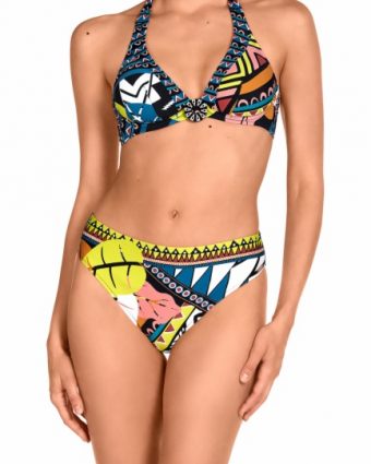 Bikini de sujeción con diseño tribal vibrante Copa C - Vista frontal completa - Ana Faura