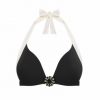 Bikini de Sujeción Halter con Push-Up y Aros Negro y Blanco - Vista frontal completa - Ana Faura