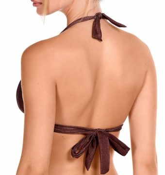 Sujetador de Bikini Triángulo Push-Up Lurex Marrón - Detalle del diseño - Ana Faura