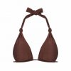 Sujetador de Bikini Triángulo Push-Up Lurex Marrón - Vista frontal completa - Ana Faura