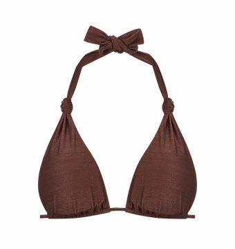Sujetador de Bikini Triángulo Push-Up Lurex Marrón - Vista frontal completa - Ana Faura