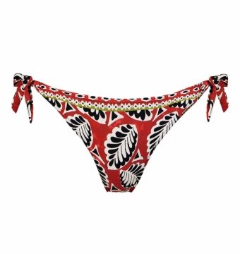 Braguita de bikini ajustable estampado botánico rojo - Vista frontal completa - Ana Faura