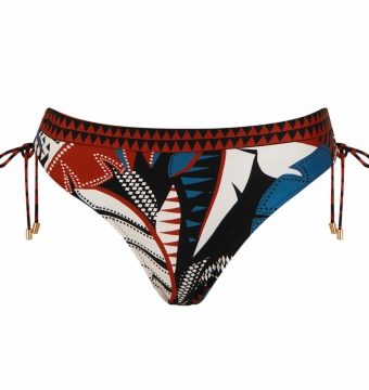Braga de Bikini Atada Estampado Hojas Índigo - Vista frontal completa - Ana Faura