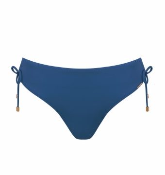 Braga de bikini de doble altura azul con lazos laterales - Vista frontal completa - Ana Faura