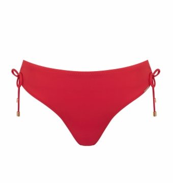 Braga de Bikini de Doble Altura con Lazos Laterales Roja - Vista frontal completa - Ana Faura