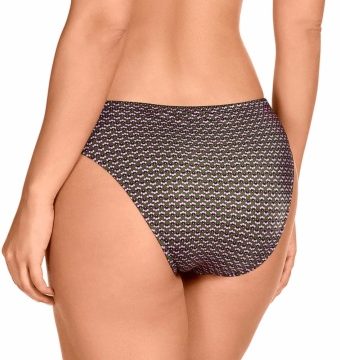 Braga de Bikini Lazo Corredero Estampado Floral y Geométrico Verde Oliva - Detalle del diseño - Ana Faura