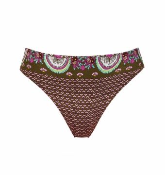 Braga de Bikini Lazo Corredero Estampado Floral y Geométrico Verde Oliva - Vista frontal completa - Ana Faura