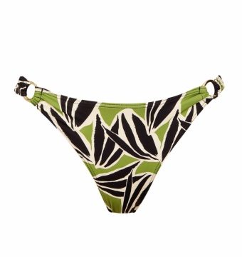 Braga de Bikini Estampado Botánico Anillas Doradas - Vista frontal completa - Ana Faura