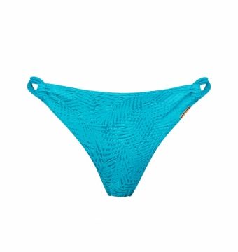 Braga de Bikini Brasileña de Lazo Corredero Estampado Tonal Turquesa - Vista frontal completa - Ana Faura
