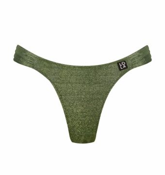 Braga de bikini gaviota efecto scrunch verde oliva - Vista frontal completa - Ana Faura