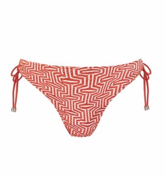 Braga de bikini con lazada y estampado geométrico en tonos tierra - Vista frontal completa - Ana Faura