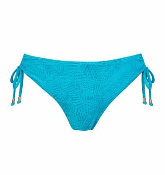 Braga de Bikini con Lazo Corredero y Textura en Azul Turquesa - Vista frontal completa - Ana Faura