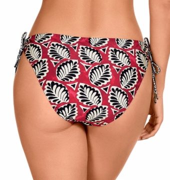Braga de bikini lazo corredero estampado botánico negro y rojo - Detalle del diseño - Ana Faura