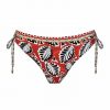 Braga de bikini lazo corredero estampado botánico negro y rojo - Vista frontal completa - Ana Faura
