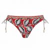 Braga de Bikini con Lazo Corredizo Estampado Botánico Rojo Intenso - Vista frontal completa - Ana Faura