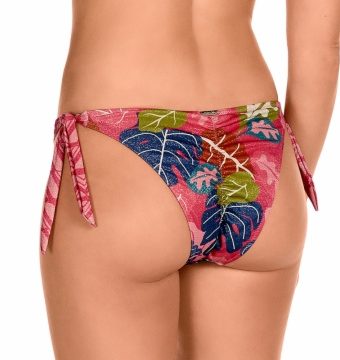 Braga de Bikini de Lazo Estampado Tropical Coral - Detalle del diseño - Ana Faura