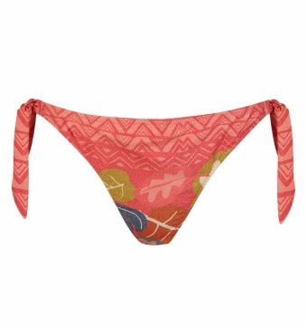 Braga de Bikini de Lazo Estampado Tropical Coral - Vista frontal completa - Ana Faura