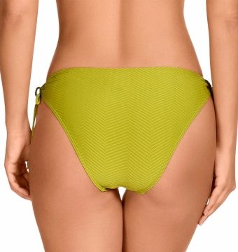 Braga de bikini con lazos ajustables y textura en espiga verde oliva - Detalle del diseño - Ana Faura