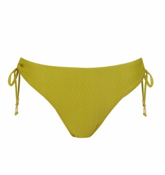 Braga de bikini con lazos ajustables y textura en espiga verde oliva - Vista frontal completa - Ana Faura