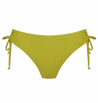 Braga de bikini con lazos ajustable textura espiga Olivo - Vista frontal completa - Ana Faura
