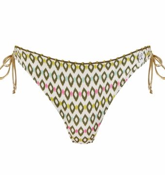 Braga de Bikini de Lazos con Estampado Étnico Brillante - Vista frontal completa - Ana Faura