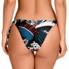 Braga de Bikini de Lazos con Estampado Étnico en Negro y Rojo - Detalle del diseño - Ana Faura