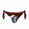 Braga de Bikini de Lazos con Estampado Étnico en Negro y Rojo - Vista frontal completa - Ana Faura