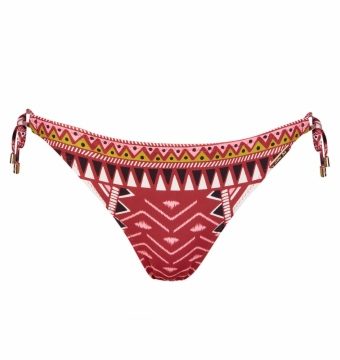 Braga de Bikini con Lazos y Estampado Étnico en Tonos Tierra - Vista frontal completa - Ana Faura