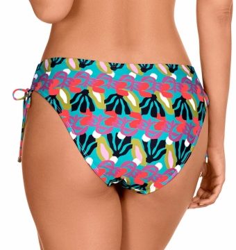 Braga de Bikini Clásica con Lazos Regulables Floral Turquesa - Detalle del diseño - Ana Faura