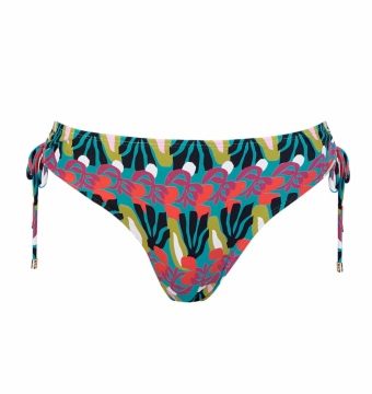 Braga de Bikini Clásica con Lazos Regulables Floral Turquesa - Vista frontal completa - Ana Faura