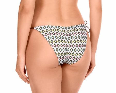 Braga de bikini de lazos con estampado geométrico y detalle brillante (Foto 2) Braga de bikini de lazos con estampado geométrico y detalle brillante - Detalle del diseño - Ana Faura