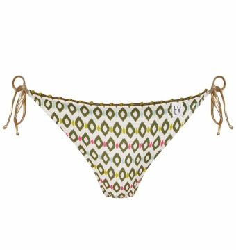 Braga de bikini de lazos con estampado geométrico y detalle brillante - Vista frontal completa - Ana Faura