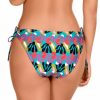 Braga de Bikini con Lazos Estampado Orgánico Cian y Fucsia - Detalle del diseño - Ana Faura