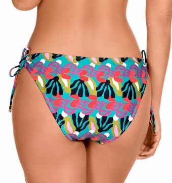 Braga de Bikini con Lazos Estampado Orgánico Cian y Fucsia - Detalle del diseño - Ana Faura