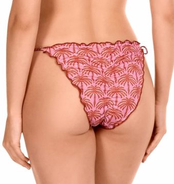 Braga de Bikini de Lazos Palmeras Rosa y Bronce Lúrex - Detalle del diseño - Ana Faura