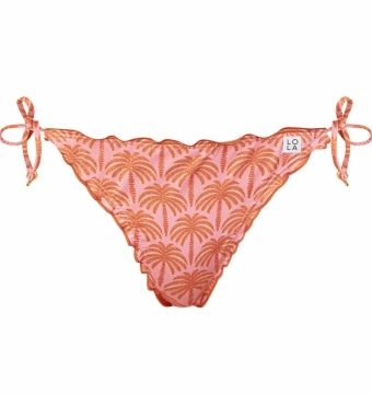 Braga de Bikini de Lazos Palmeras Rosa y Bronce Lúrex - Vista frontal completa - Ana Faura