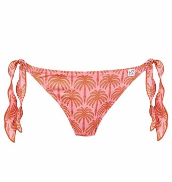 Braga de Bikini de Lazos Palmeras Lurex Rosa - Vista frontal completa - Ana Faura