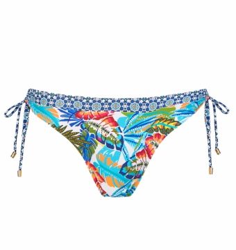 Braga de Bikini de Lazos con Estampado Tropical y Geométrico Multicolor - Vista frontal completa - Ana Faura