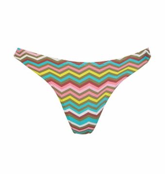 Braga de Bikini de Lazos Estampado Zig-Zag Multicolor - Vista frontal completa - Ana Faura