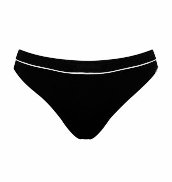 Braga de Bikini Clásica en Negro con Contraste Blanco - Vista frontal completa - Ana Faura