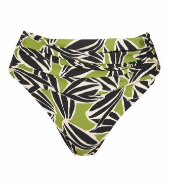 Braga de bikini de talle alto con fruncido floral - Vista frontal completa - Ana Faura